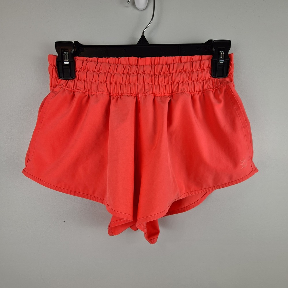 OFFLINE by Aerie Womens XS Coral Orange Smocked Low Rise Running Shorts
